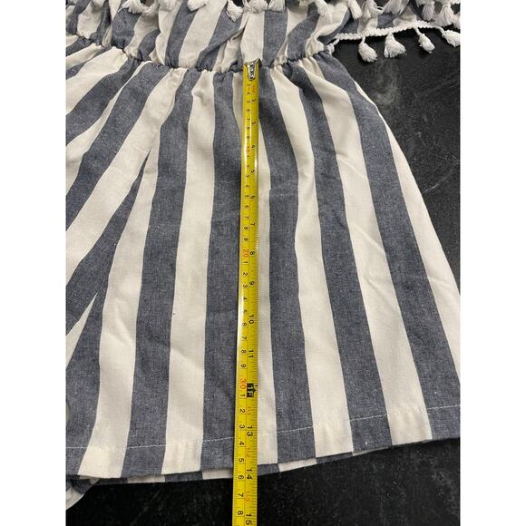 Shein Unity Stripe fringe trim Bardot Romper MED - Picture 6 of 7